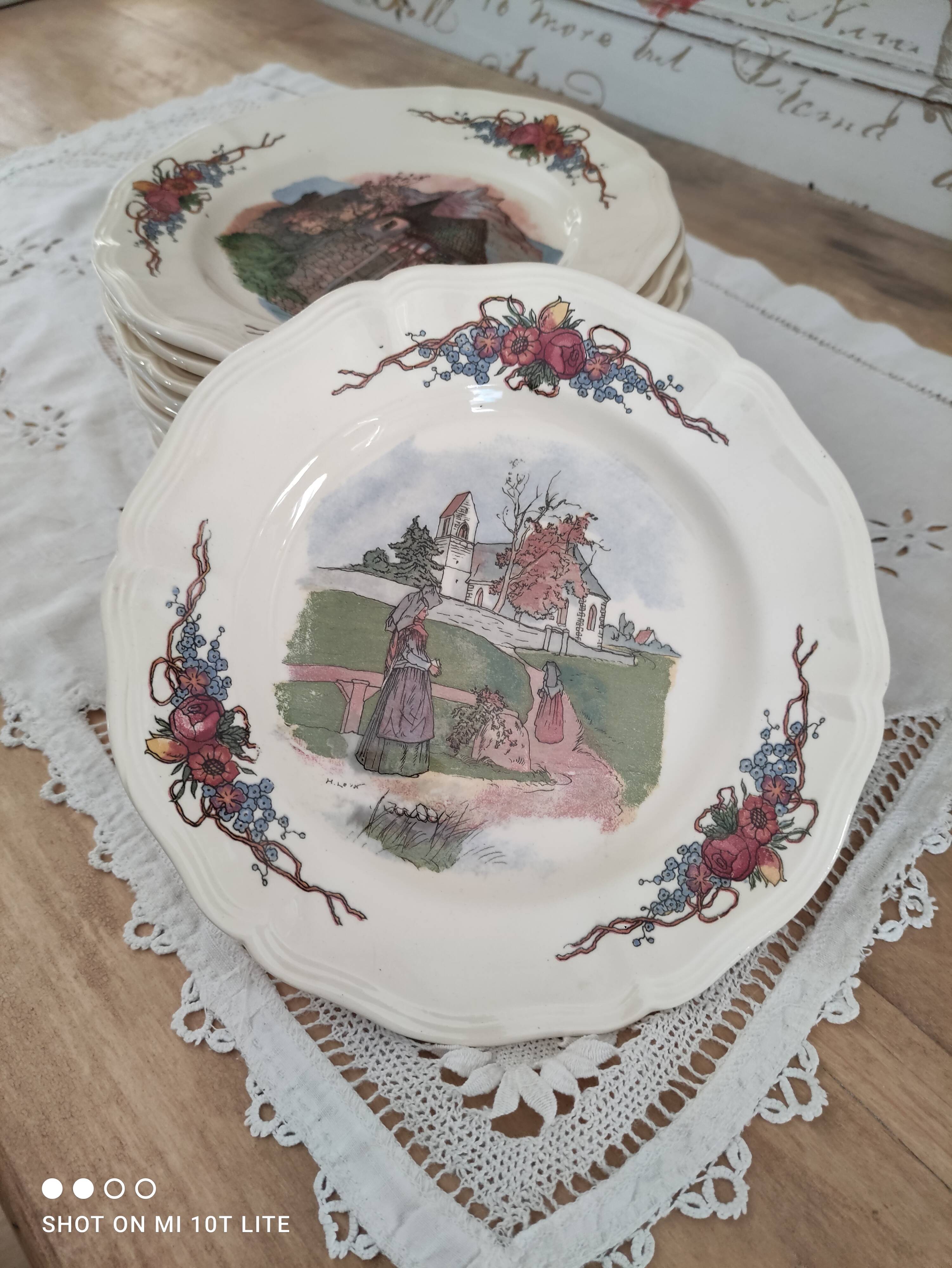 Lot de 12 assiettes à dessert Sarreguemines modèle Obernai
