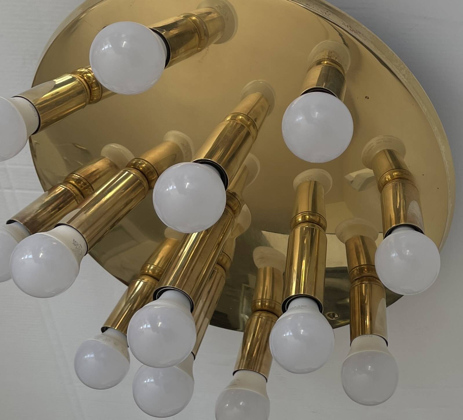Brass ceiling light with 13 lights – TZ Leuchten, Germany, 1980