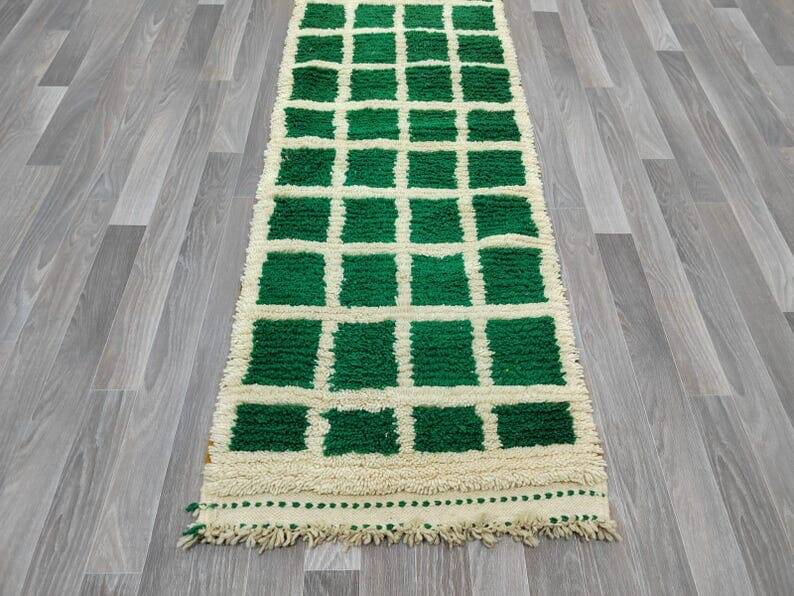 Handmade wool hallway rug size 75 x 300 cm