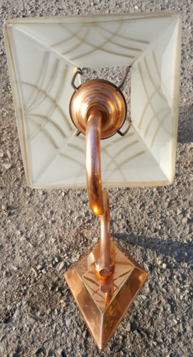 Pair of wall lights, copper and opaline vintage, years 50