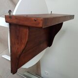 Antique wall shelf in solid chestnut with butcher's hooks