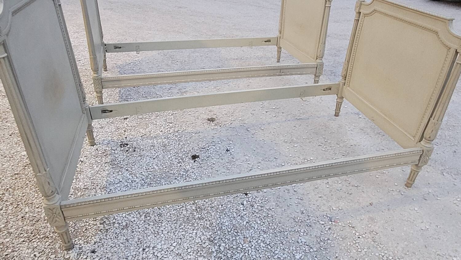 Pair of antique Louis XVI style beds with patina - 1900s