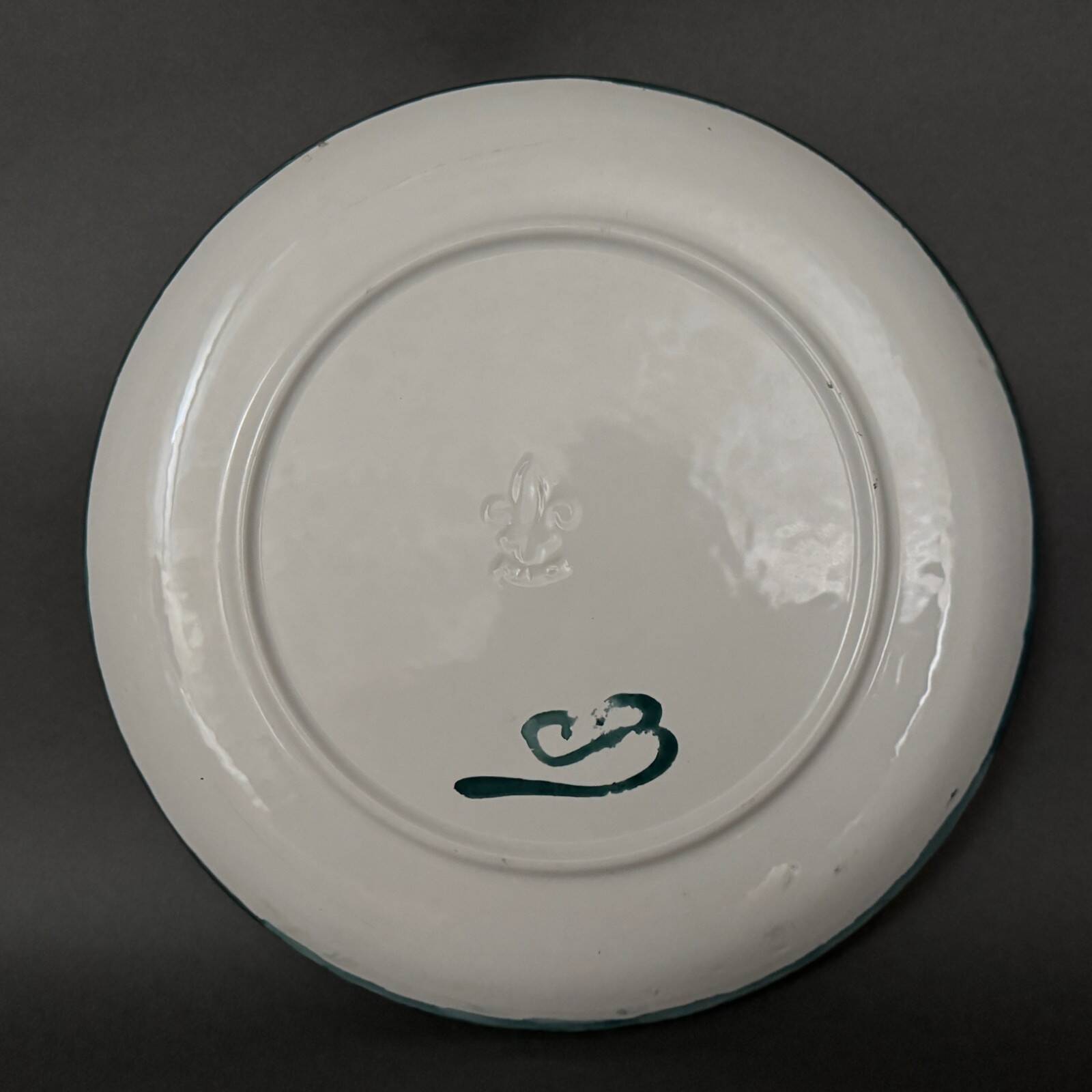 Ceramic plate 1960 female face monogram CD