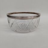 Crystal salad bowl with solid silver rim, first part of the 20th century.