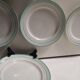 set of 8 Lunéville dessert plates, Regency model, green, white and gold