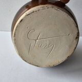 Glazed ceramic pitcher signed C - Tasey
