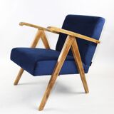 Fauteuils en velours bleu 1970