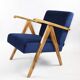 Fauteuils en velours bleu 1970
