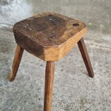 Antique stool oak plant table