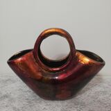 Vase or planter in enamelled and lacquered metal