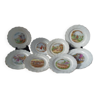 8 dessert plates in st-amand earthenware