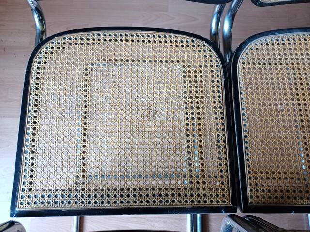 Set of 5 B32 Cesca chairs black lacquer by Marcel Breuer 80s Made in Italy