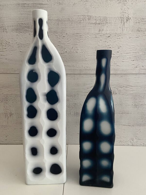Contemporain Duo de Vases Bouteilles Soliflores KARE Design Verre Céramique