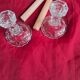 Pair of vintage glass candlesticks in clear glass