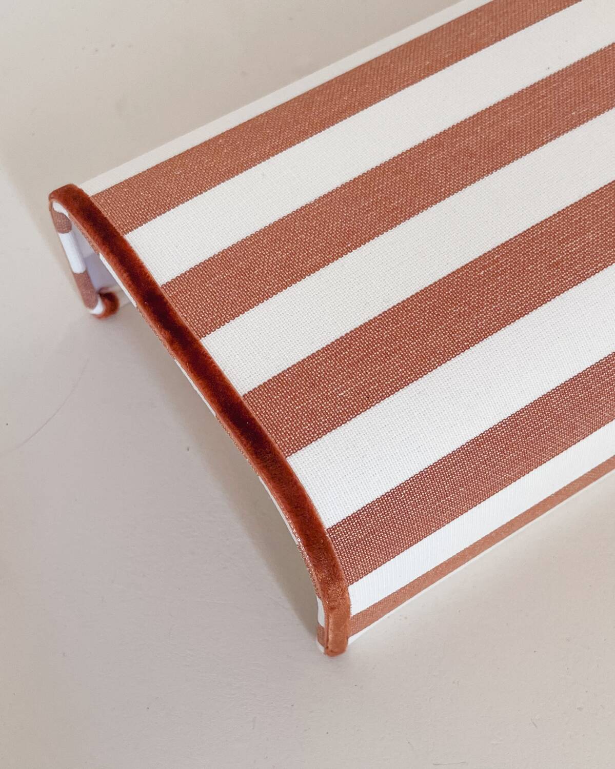 Pair of terracotta striped fabric wall lights