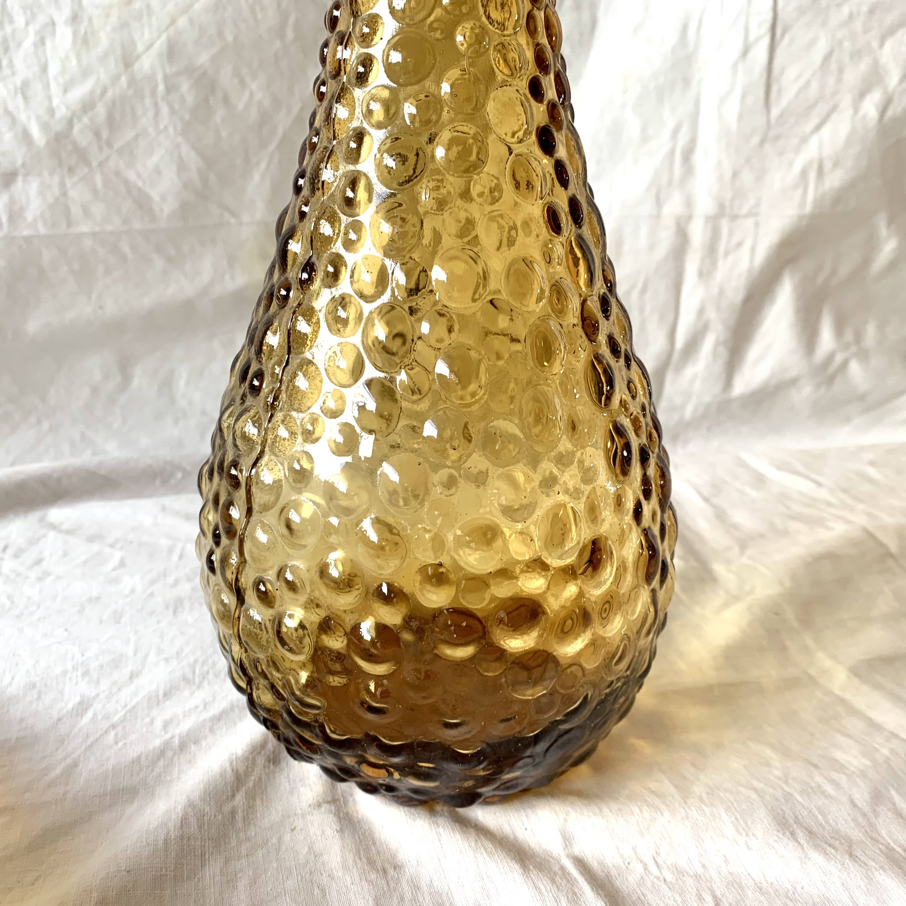 Genie bottle in amber yellow Empoli glass