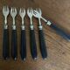 Set de 6 fourchettes à huitres 19e en bois d'ébène