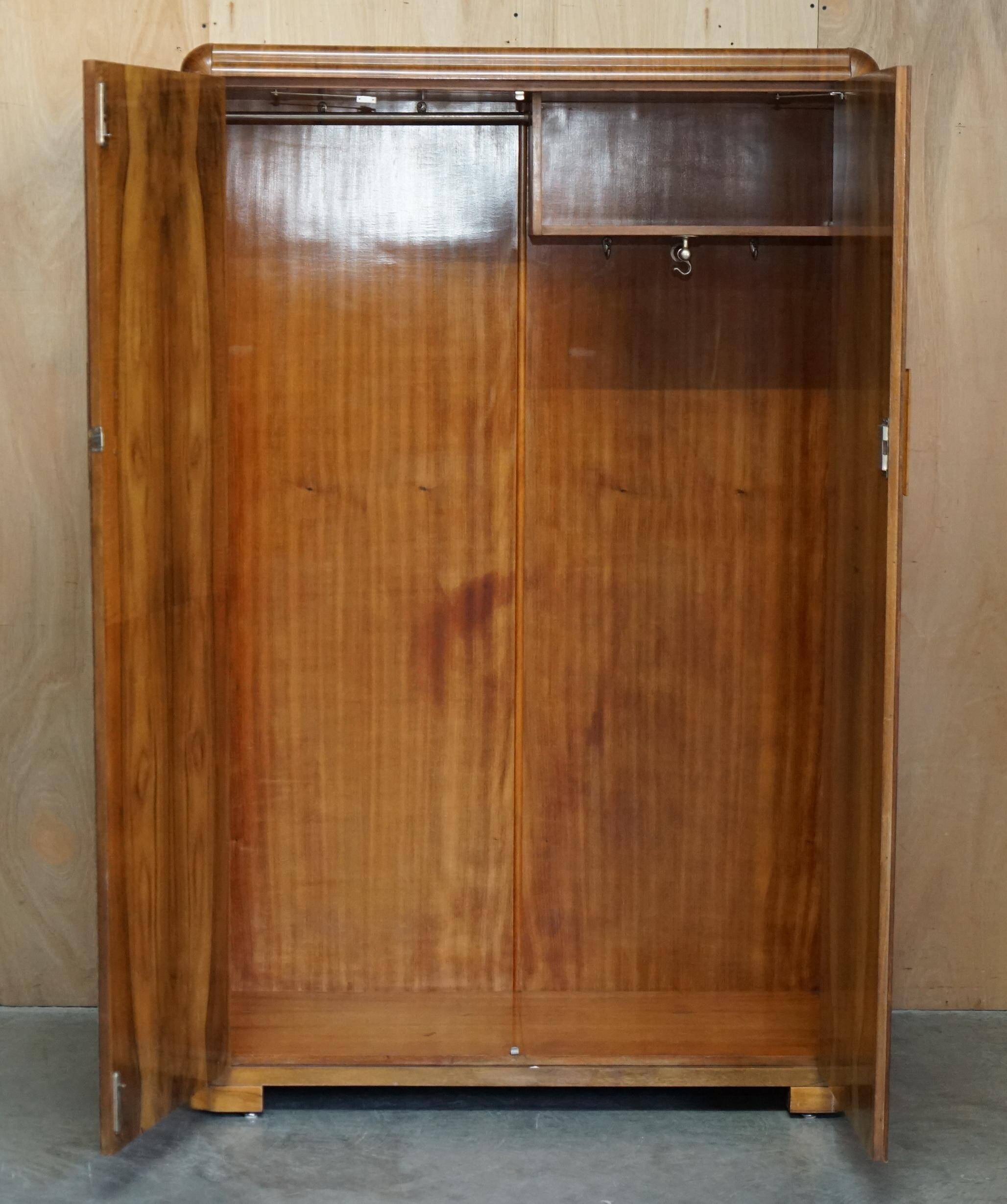 Double Art Deco wardrobe in satin walnut circa 1930