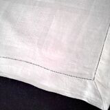 Nappe ancienne en lin damassé blanc 1.60 x 1.80 m