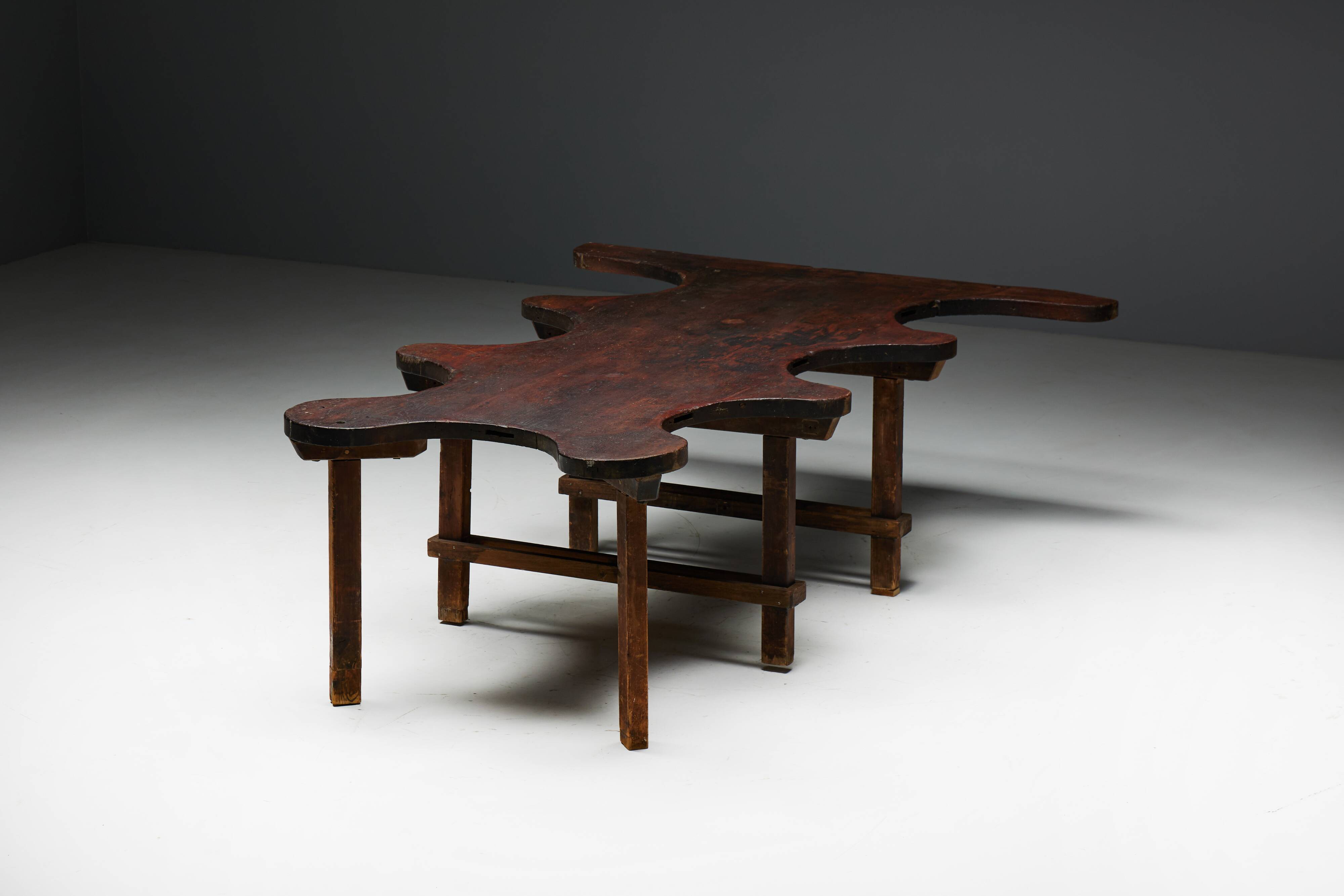 Table Organique Rustique De Forme Libre, France, Fin 19ème Siècle
