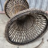 Vintage stool diabolo rattan