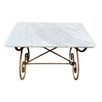 Game table - marble / wrought iron