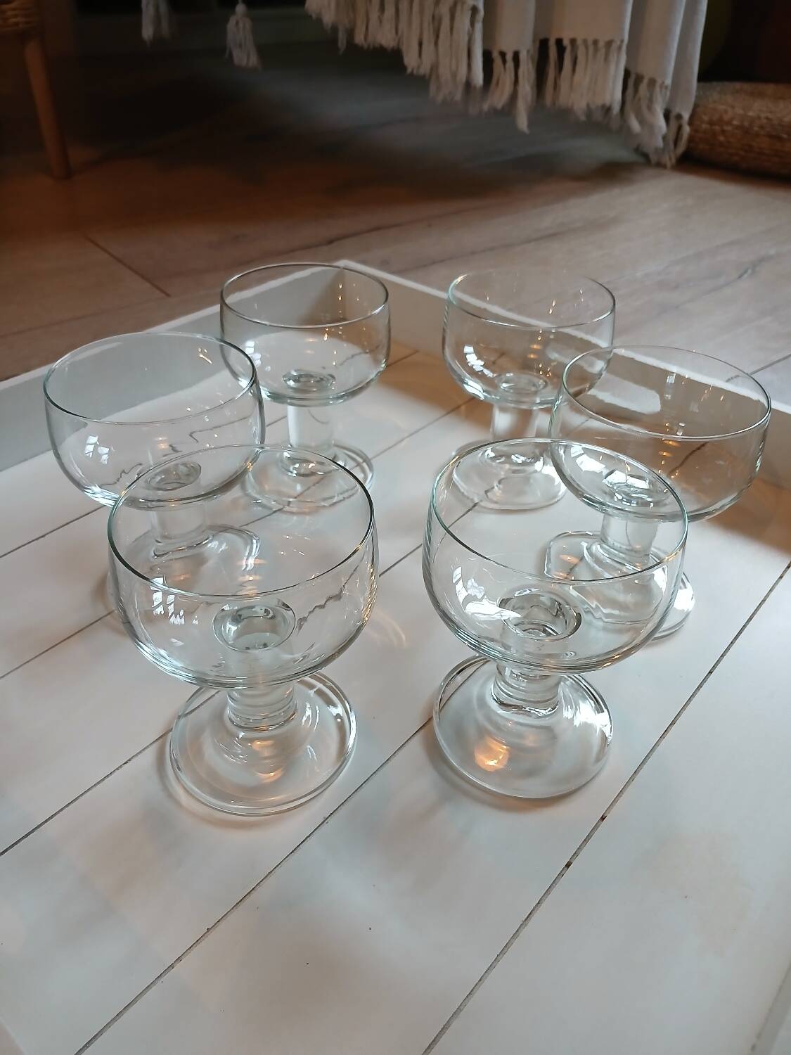 6 old champagne glasses