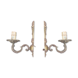 Pair of wall lights in brass
