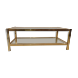 Vintage 1960s gold metal coffee table and glass tops