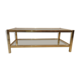 Vintage 1960s gold metal coffee table and glass tops