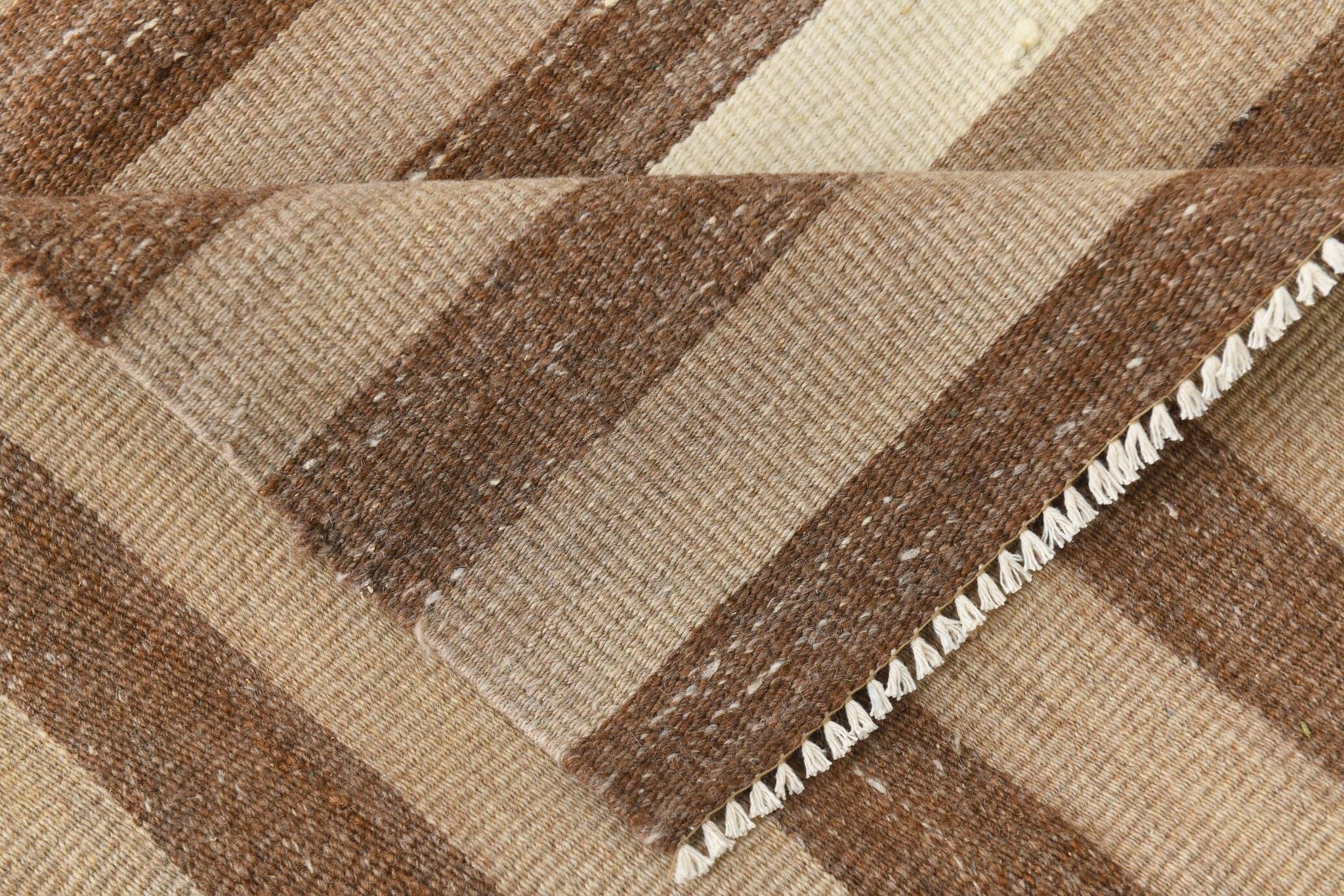 10x13 Dark Brown & Beige Vintage Kilim Rug, 311x394Cm