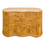 Curved chest of drawers with 4 rattan drawers