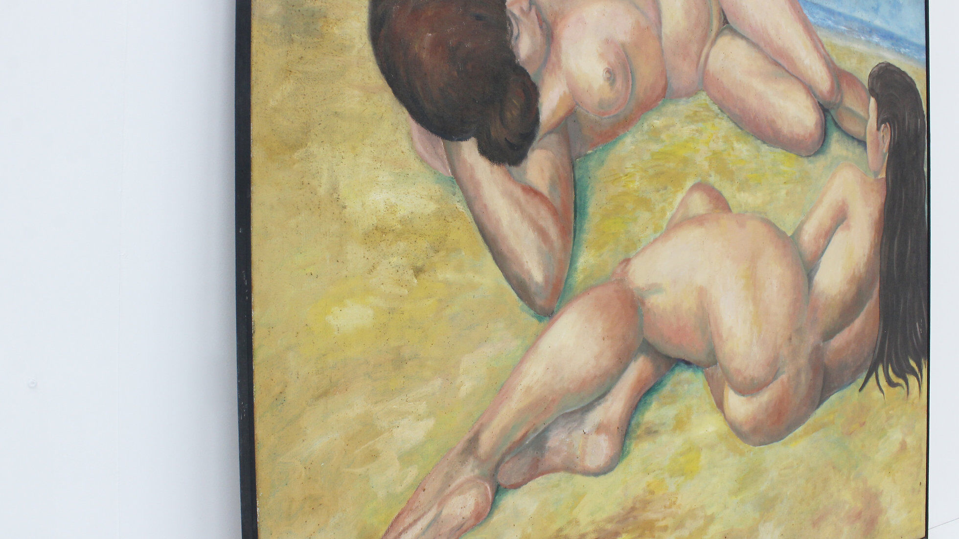 Vintage large painting oil on canvas – Two reclining figures