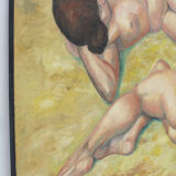 Vintage large painting oil on canvas – Two reclining figures