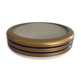 Design/One, flush lamp in glass, gold and brown metal, 1960s, Germany