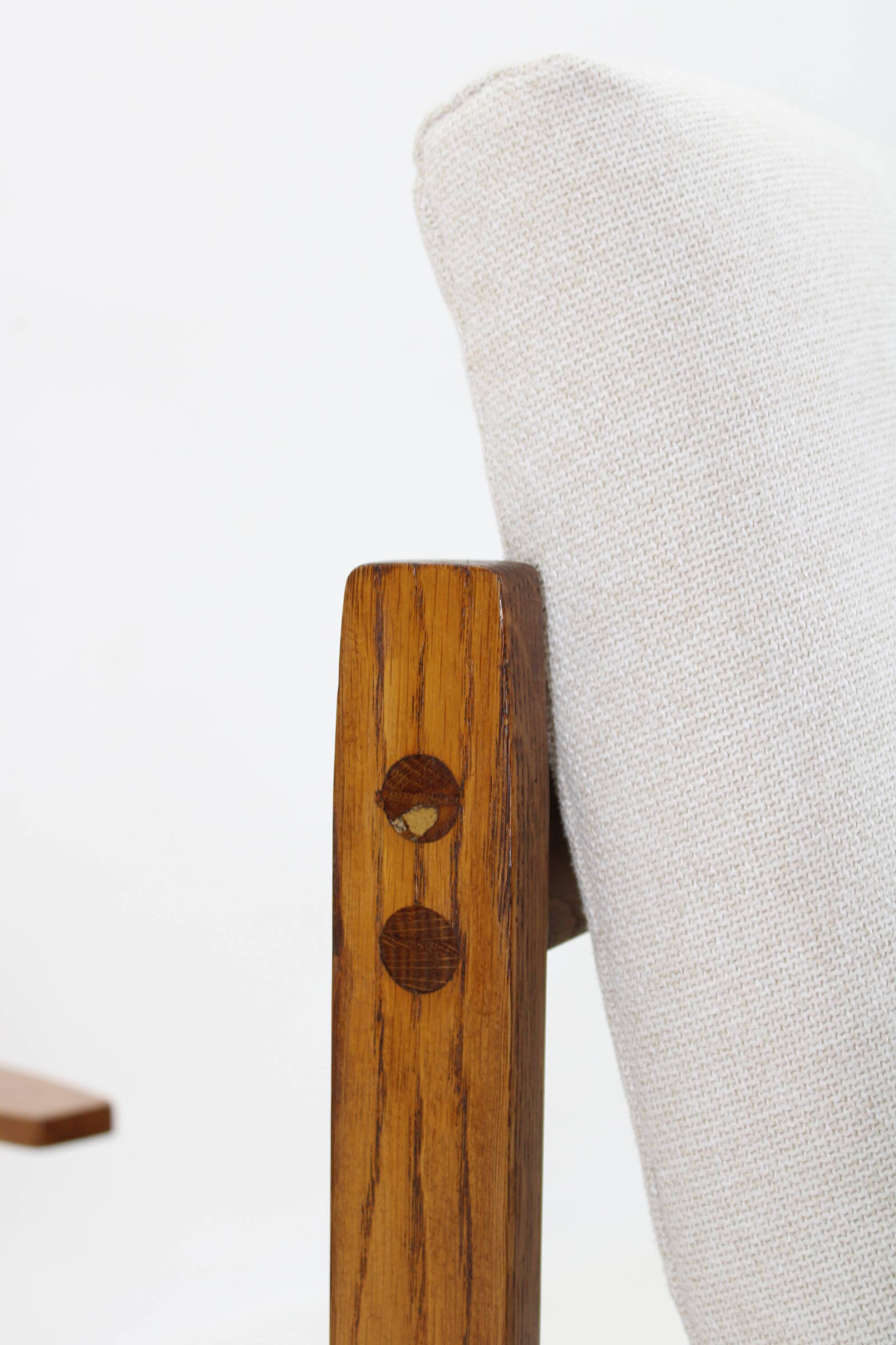 1970s Pair of Rare Oak Armchairs by ULUV, Czechoslovakia