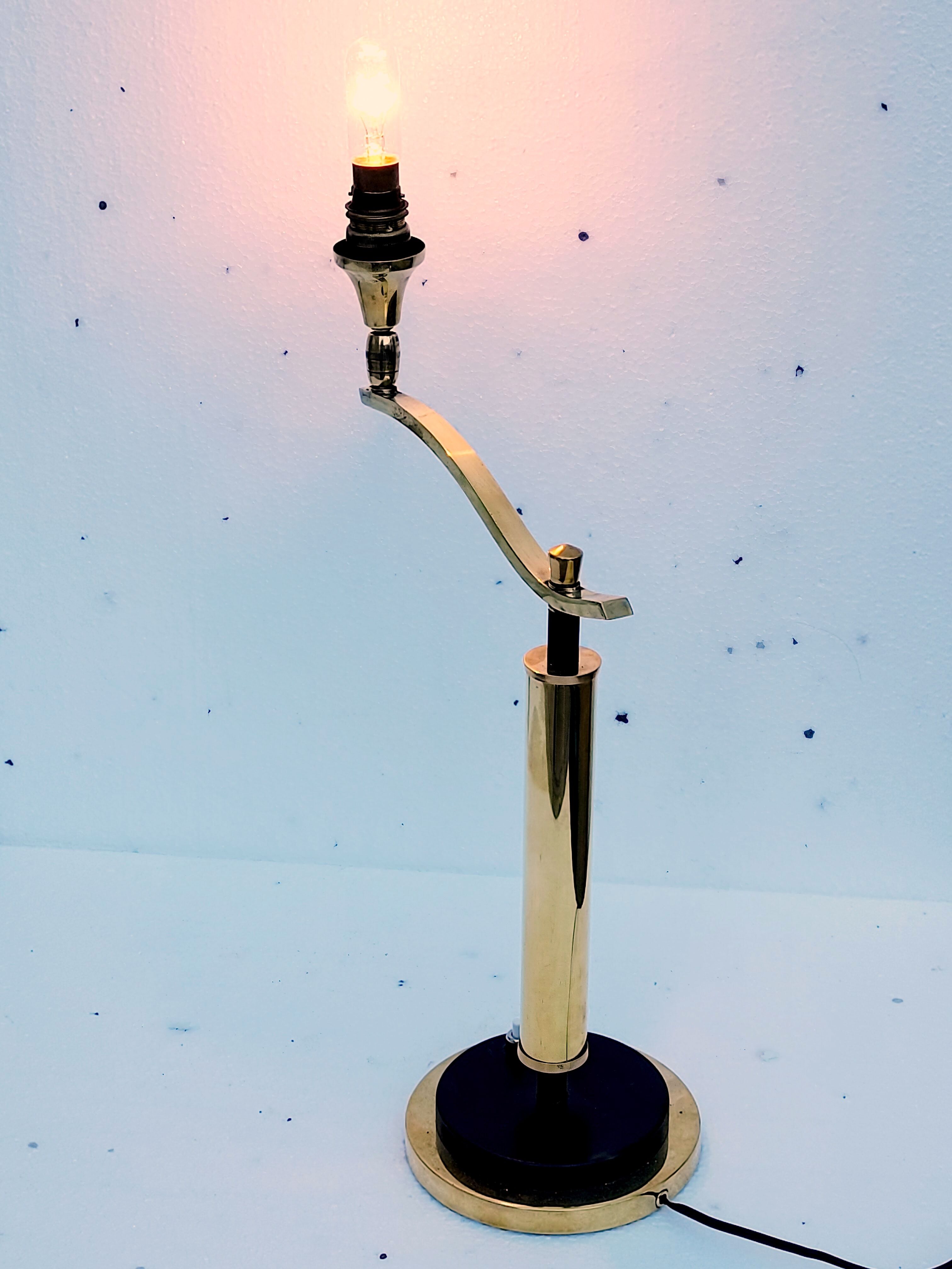 Brass lamp foot gallows arms, 30s Jules Leleu