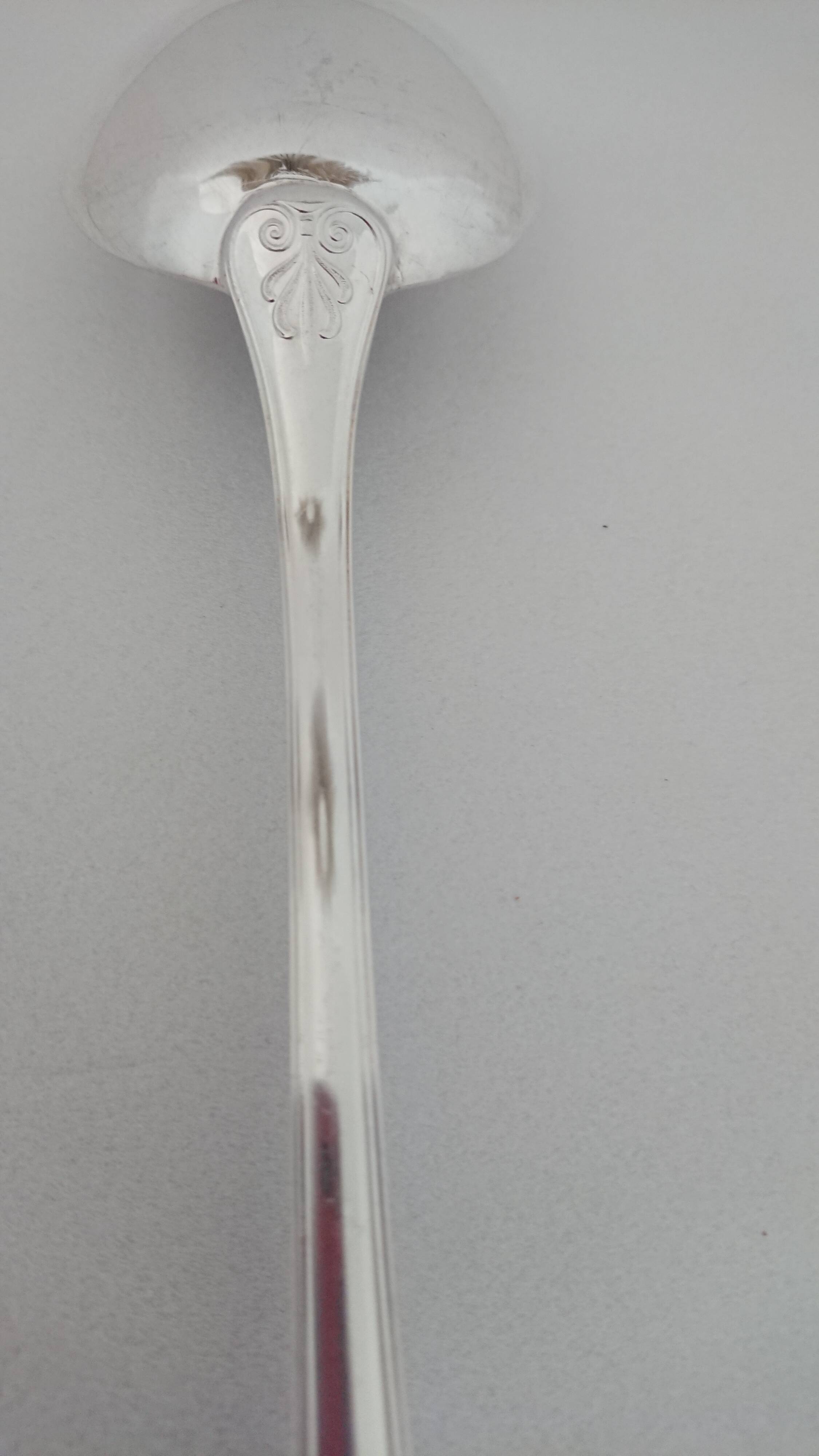 Christofle silver metal serving spoon, malmaison model
