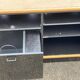 Vintage wood and black glass TV cabinet buffet