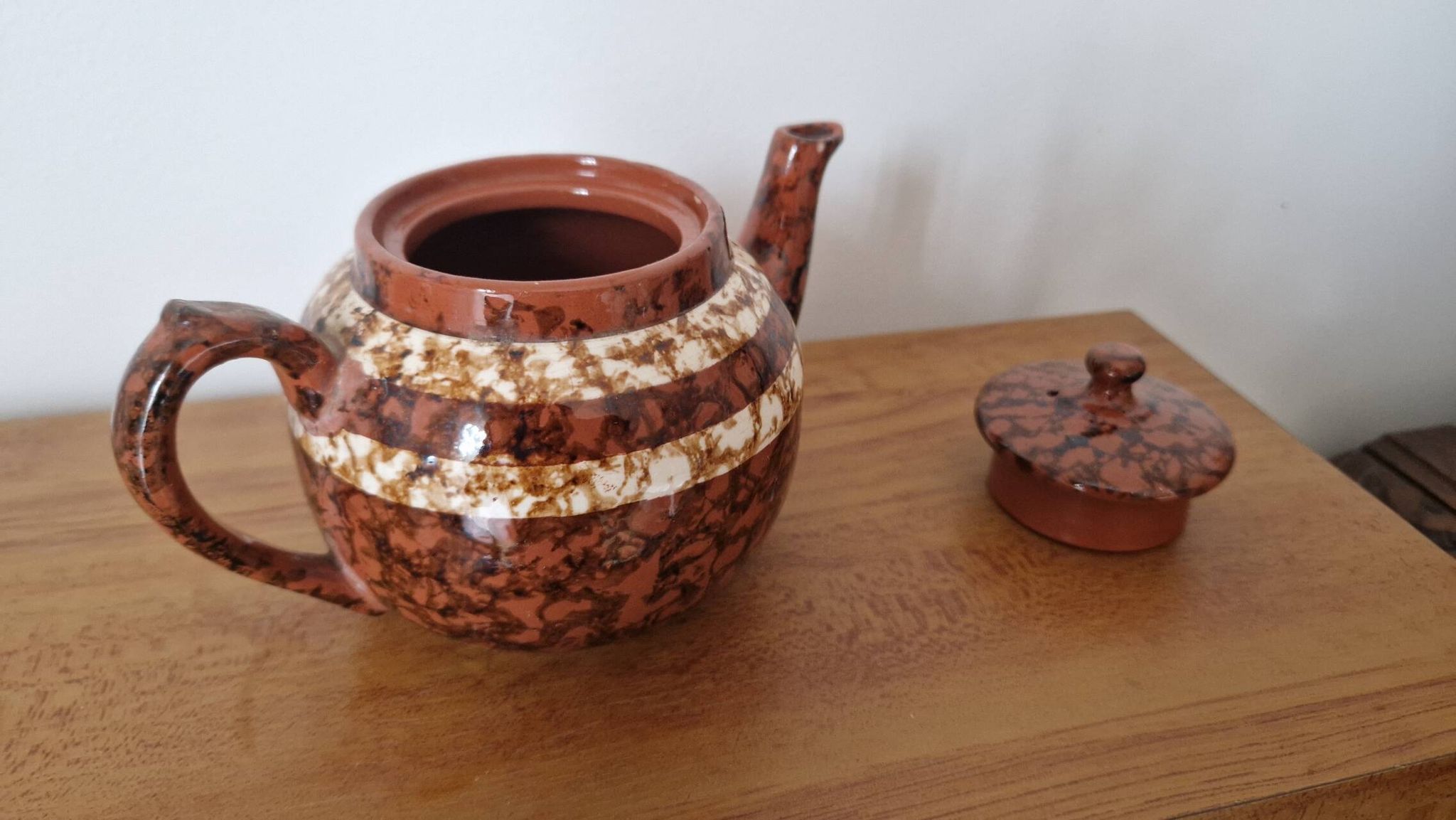 Théière céramique Sarreguemines marron modèle Mary Digoin