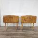 Pair of 1950s maple nightstands with mirrored tops