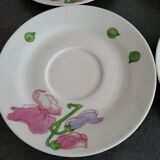 3 tasses et 5 sous-tasses vintage Richard Ginori motif sweet pea en ex