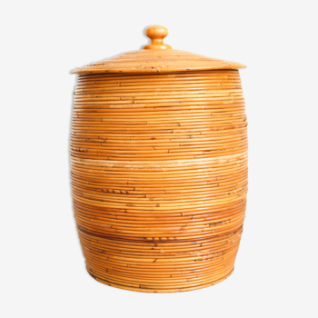 Panier en osier cylindrique, Italie années 70