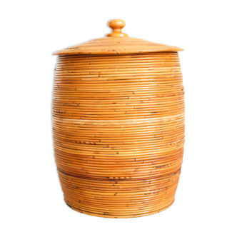 Panier en osier cylindrique, Italie années 70