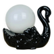 Black ceramic swan lamp with vintage opaline globe