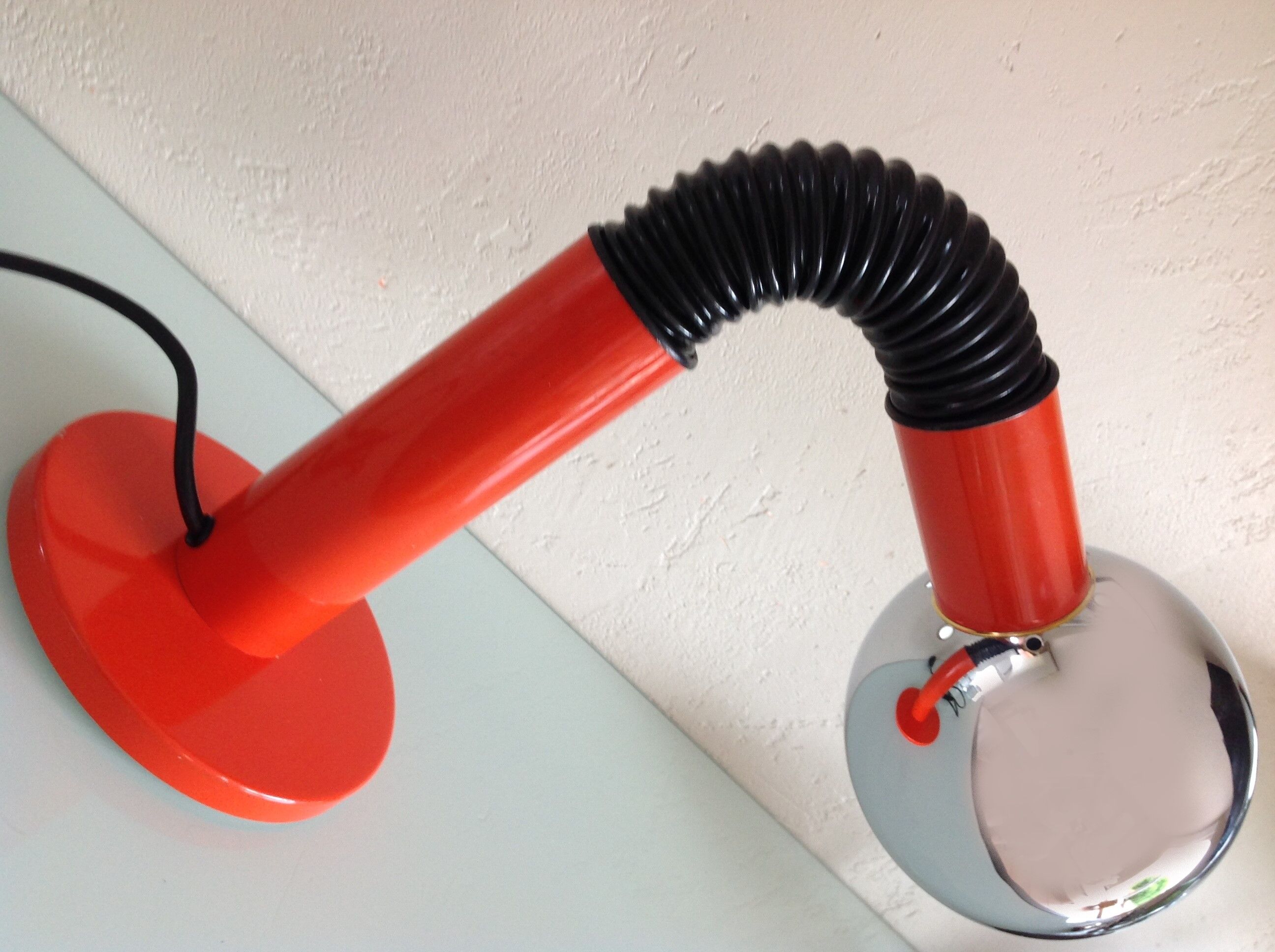 Orange eyeball lamp and chrome globe 60/70