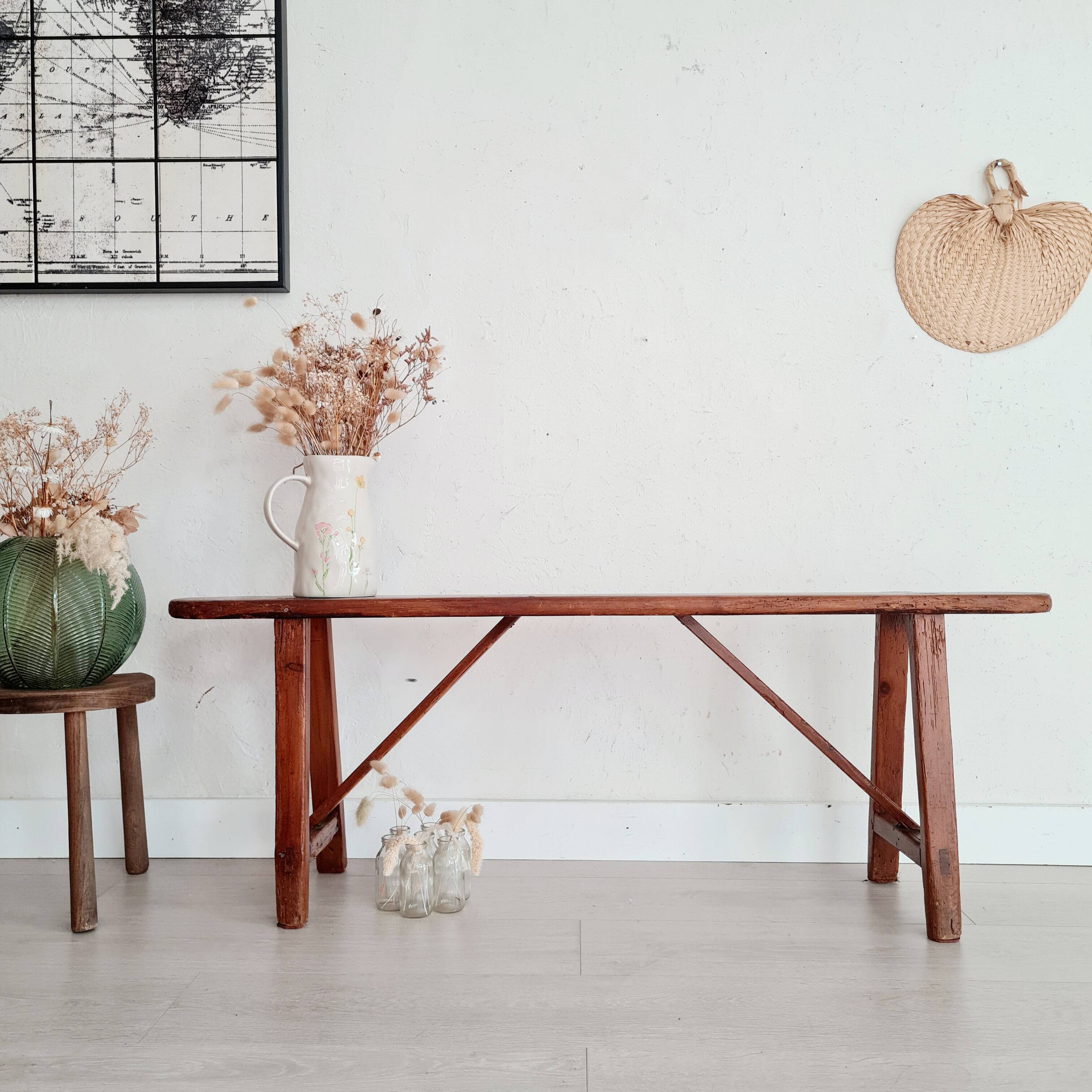 Old wooden farm bench