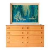 Vintage Danish enfilade in brown teak veneer, 1960s, mid-century design, 8 drawers.