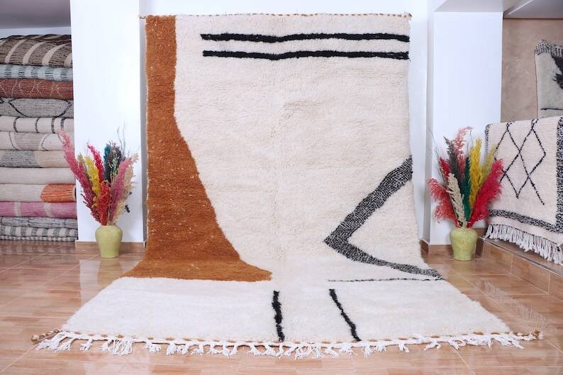 Handmade, colorful Beni Ouraine rug, traditional style, size 150 x 250 cm