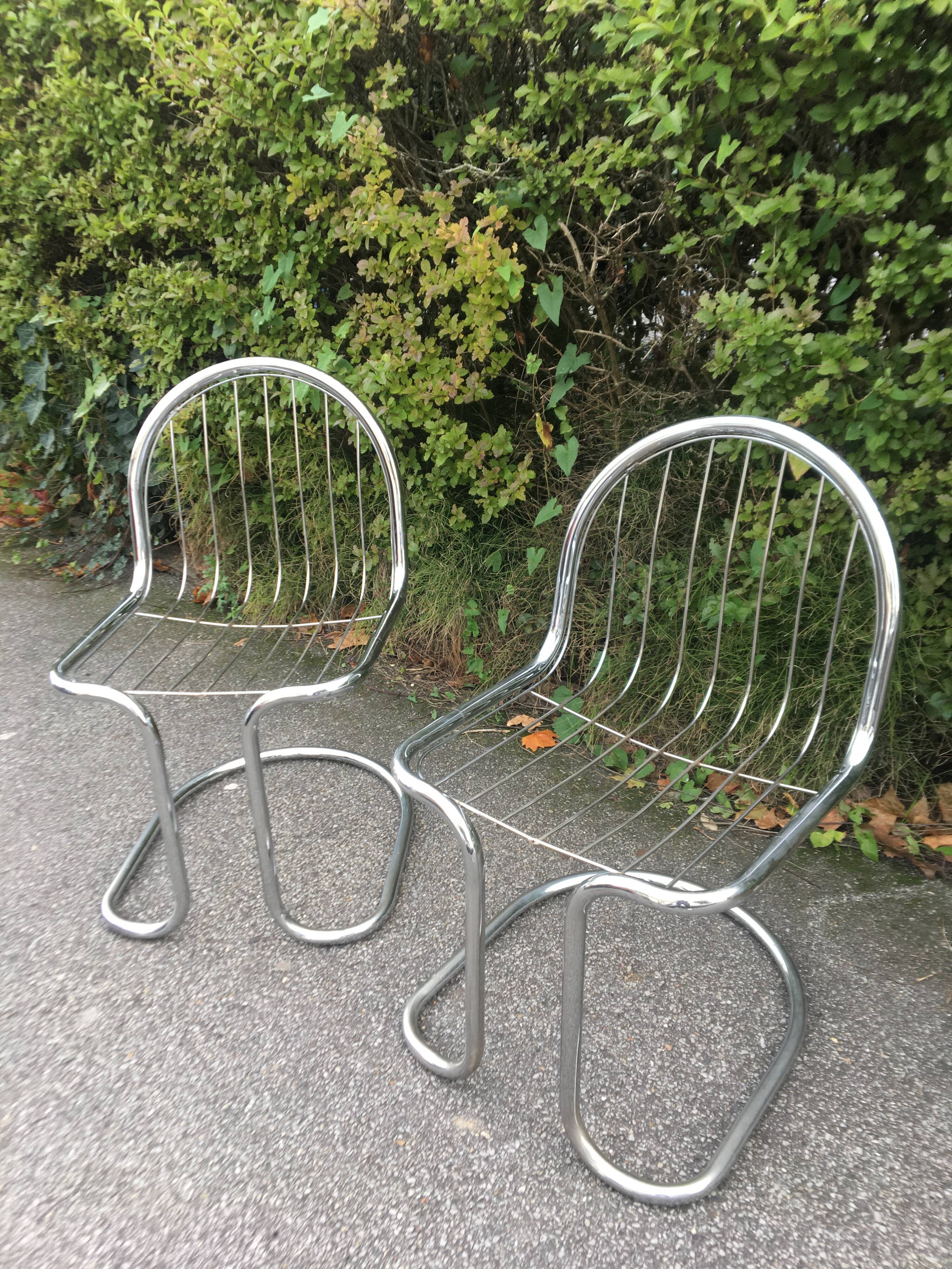 Chrome steel chairs from the 70